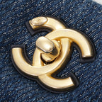 Chanel Shoulder Bag CC Logo Chain Navy Black Gold Denim — view 6