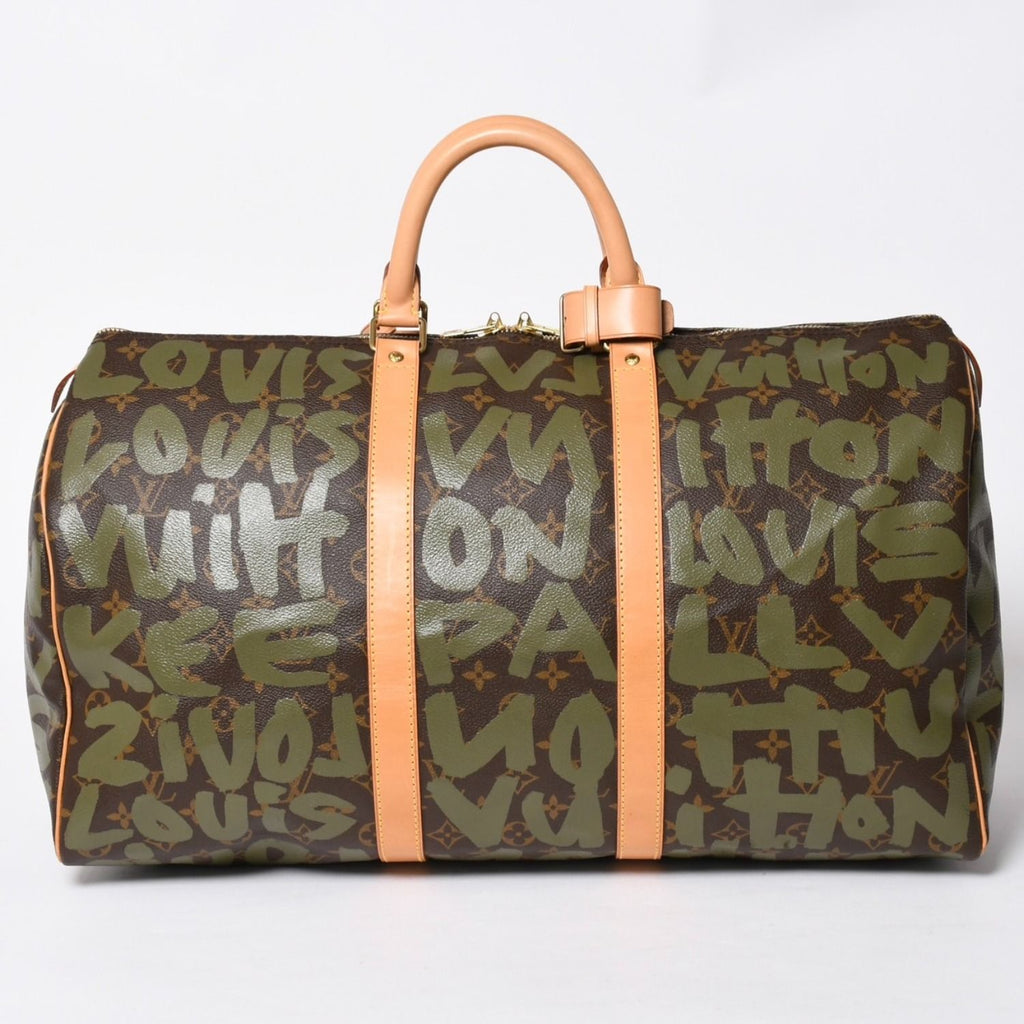 Louis Vuitton Monogram Graffiti Keepall 50 Brown Khaki Gold — view 2