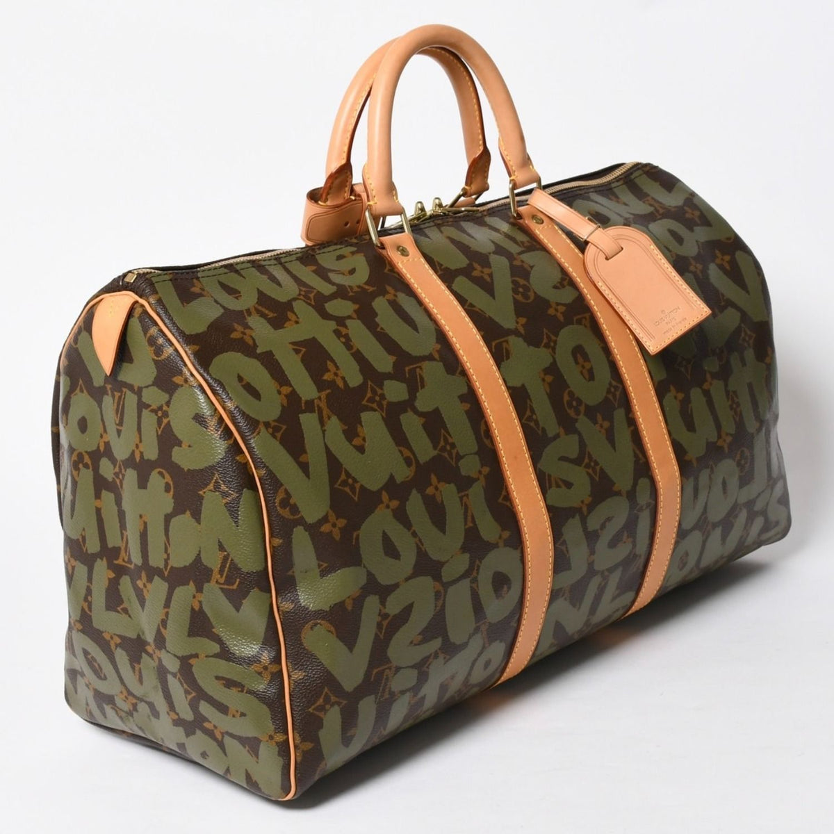 Louis Vuitton Monogram Graffiti Keepall 50 Brown Khaki Gold — view 3
