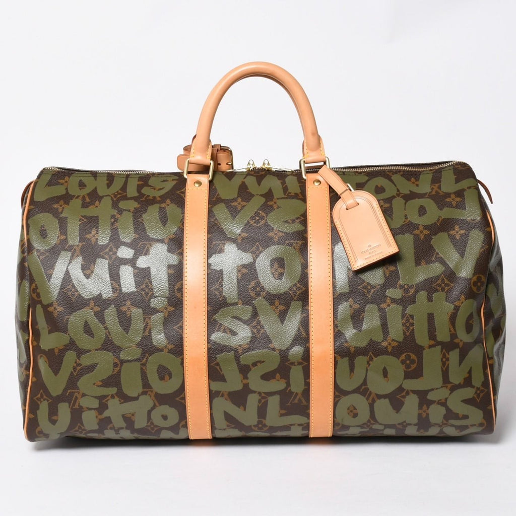 Louis Vuitton Monogram Graffiti Keepall 50 Brown Khaki Gold