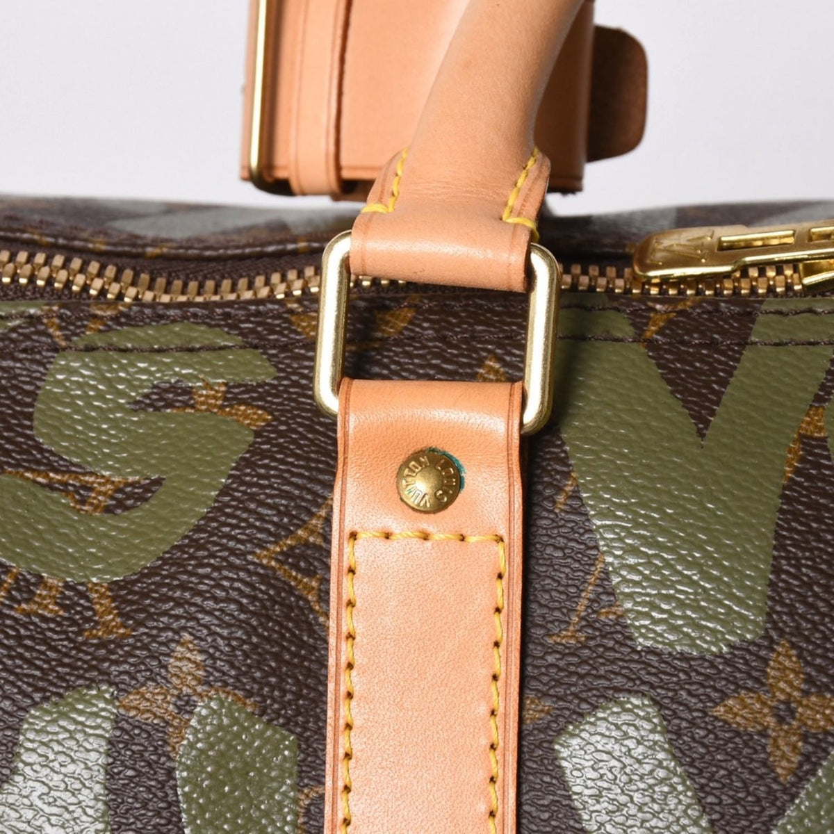Louis Vuitton Monogram Graffiti Keepall 50 Brown Khaki Gold — view 8