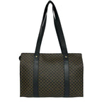 Celine Vintage Macadam Blason Pattern Leather Tote Bag Brown Black — view 3
