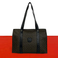 Celine Vintage Macadam Blason Pattern Leather Tote Bag Brown Black