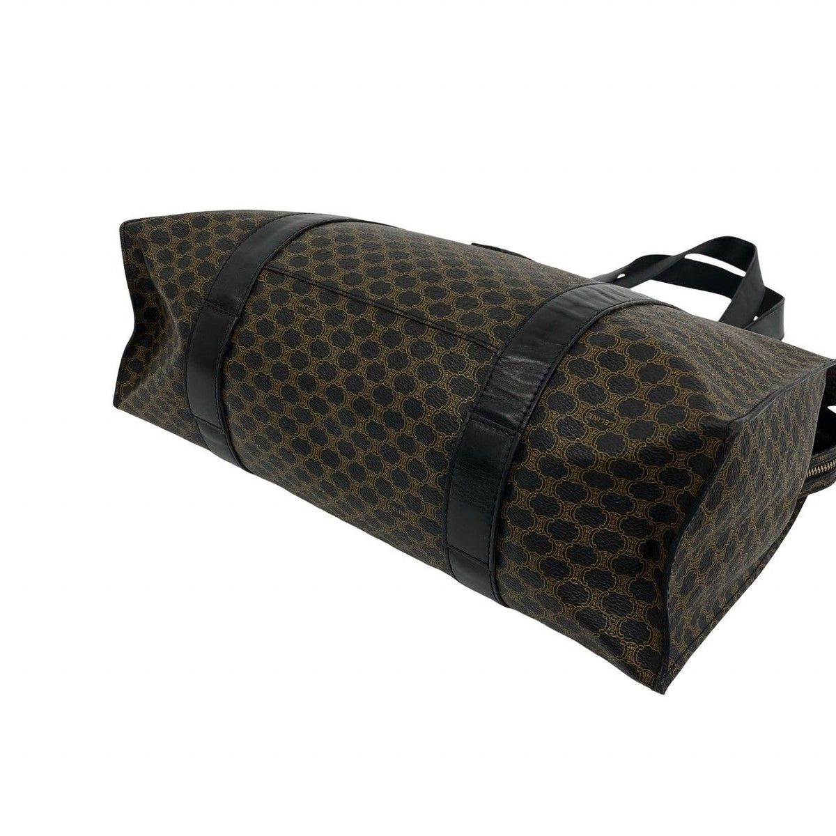 Celine Vintage Macadam Blason Pattern Leather Tote Bag Brown Black — view 8