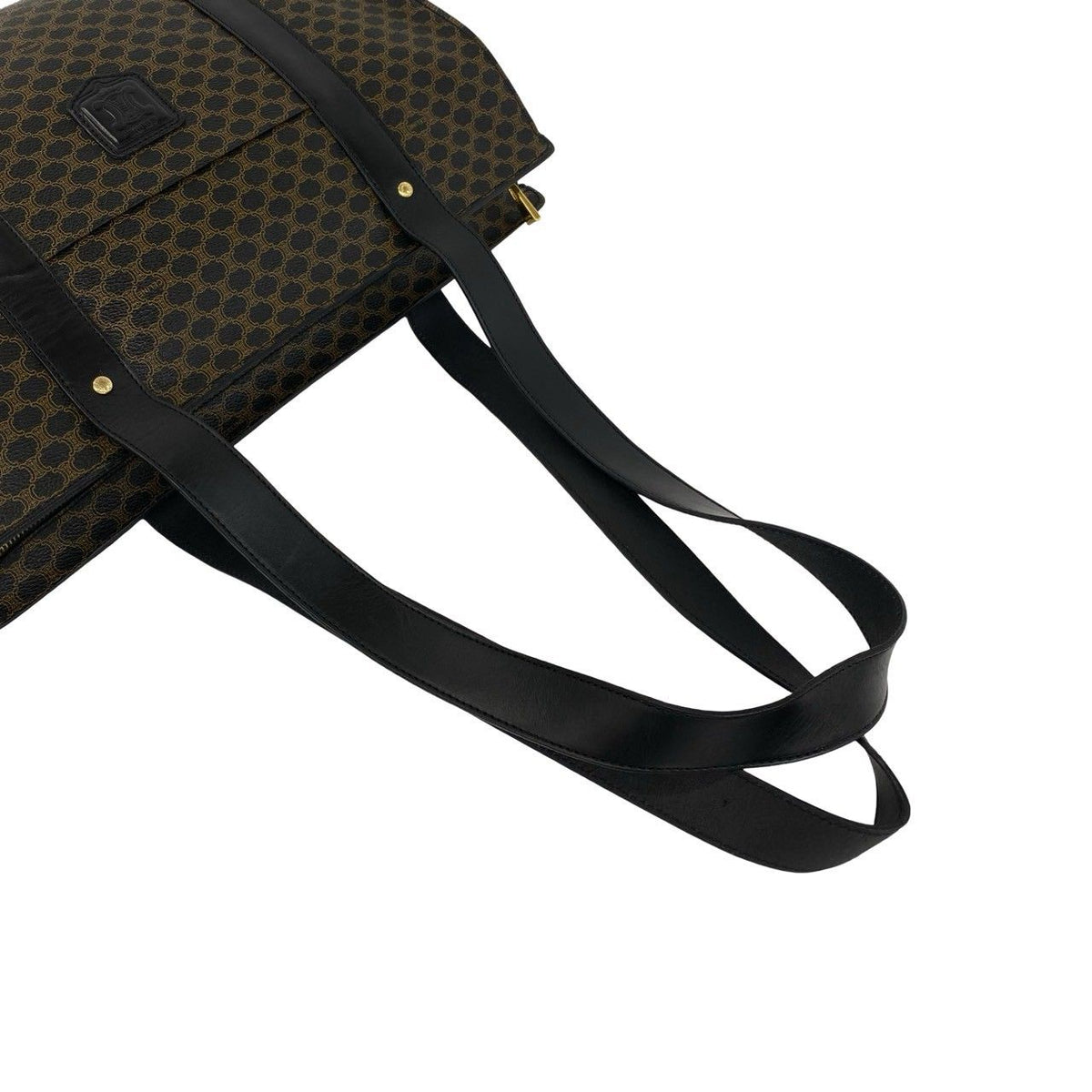 Celine Vintage Macadam Blason Pattern Leather Tote Bag Brown Black — view 4