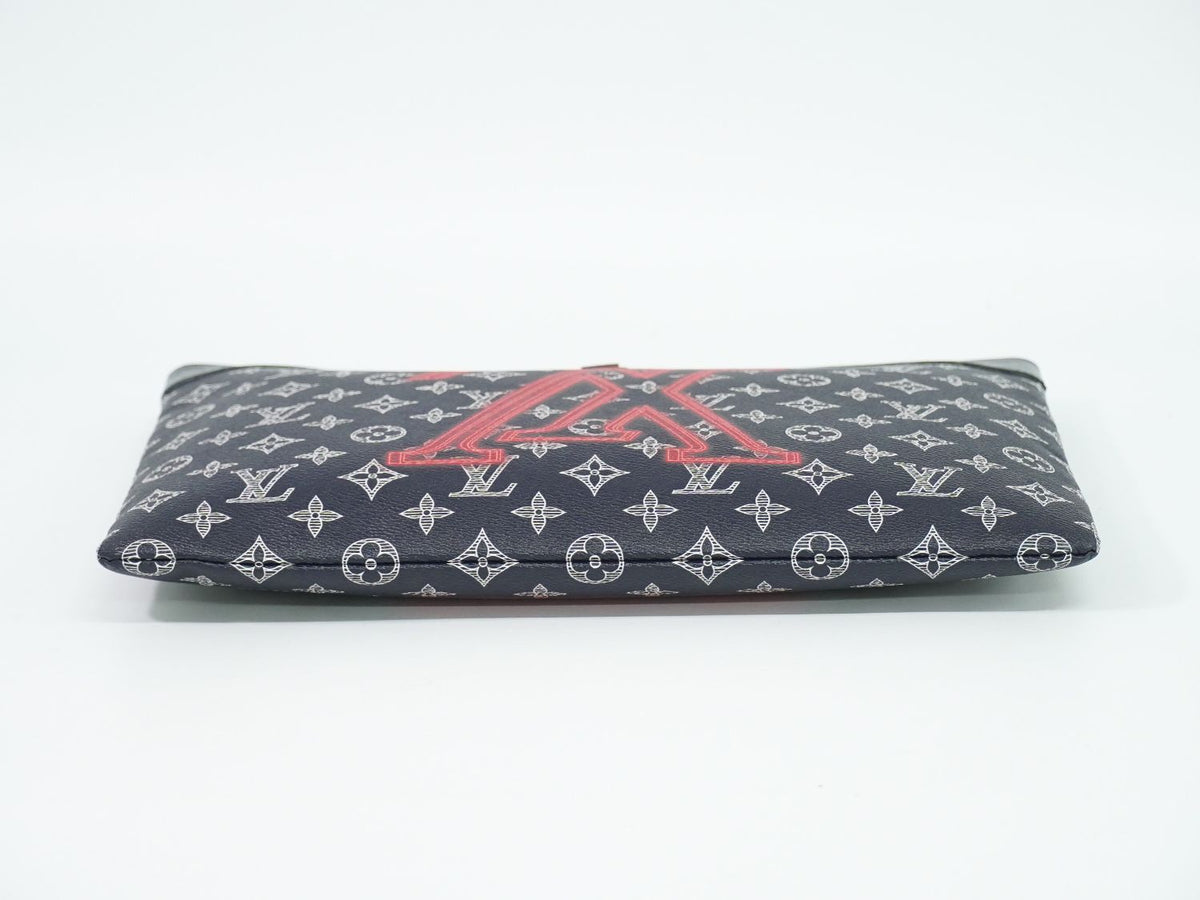 Louis Vuitton LV Pochette Apollo Monogram Ink Upside Down Clutch Navy Pink — view 3