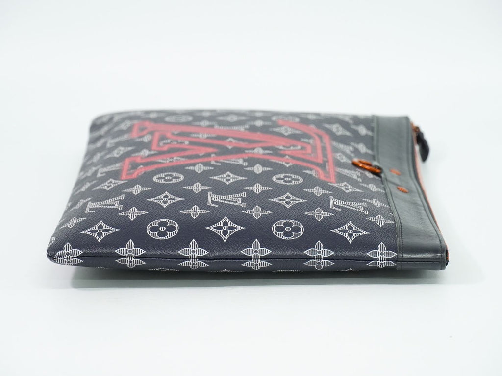 Louis Vuitton LV Pochette Apollo Monogram Ink Upside Down Clutch Navy Pink — view 4