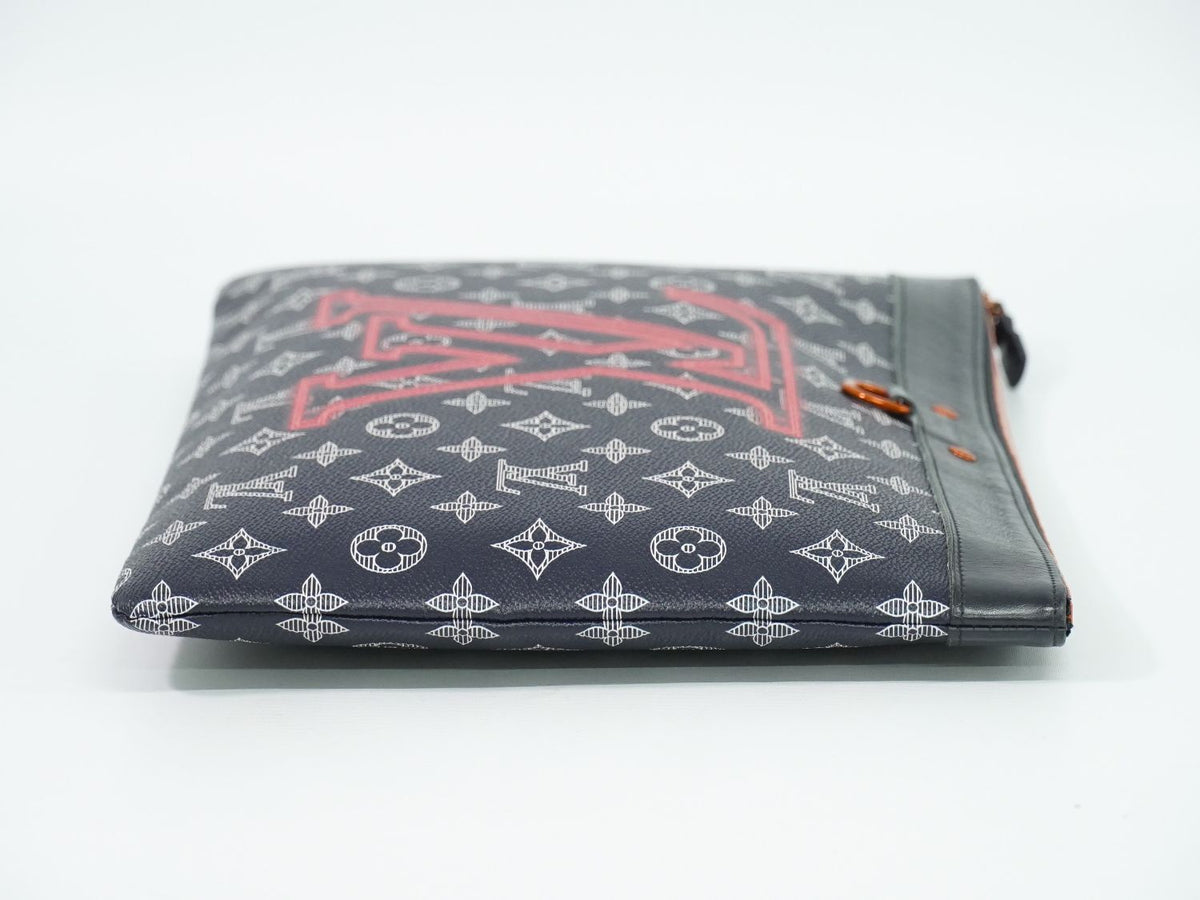 Louis Vuitton LV Pochette Apollo Monogram Ink Upside Down Clutch Navy Pink — view 4