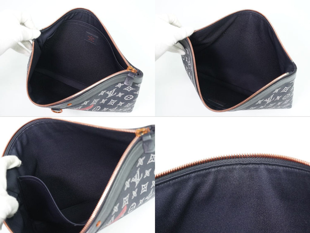 Louis Vuitton LV Pochette Apollo Monogram Ink Upside Down Clutch Navy Pink — view 8