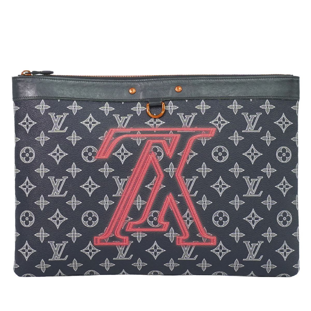 Louis Vuitton LV Pochette Apollo Monogram Ink Upside Down Clutch Navy Pink