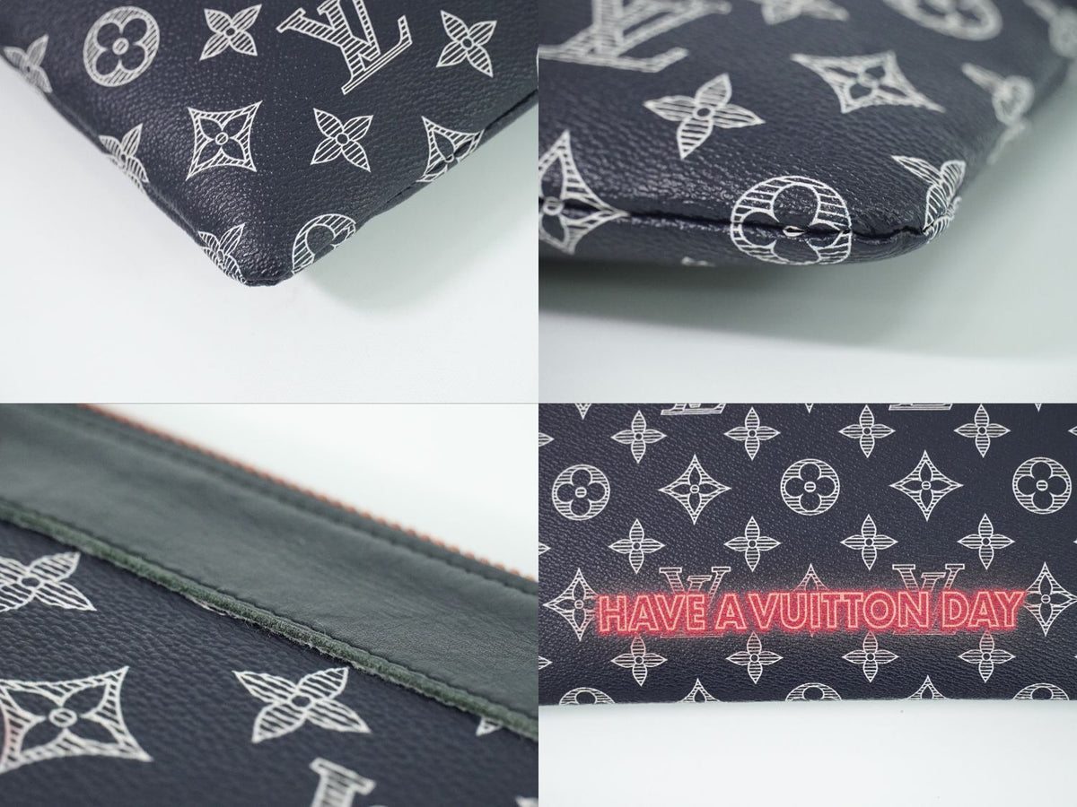 Louis Vuitton LV Pochette Apollo Monogram Ink Upside Down Clutch Navy Pink — view 7