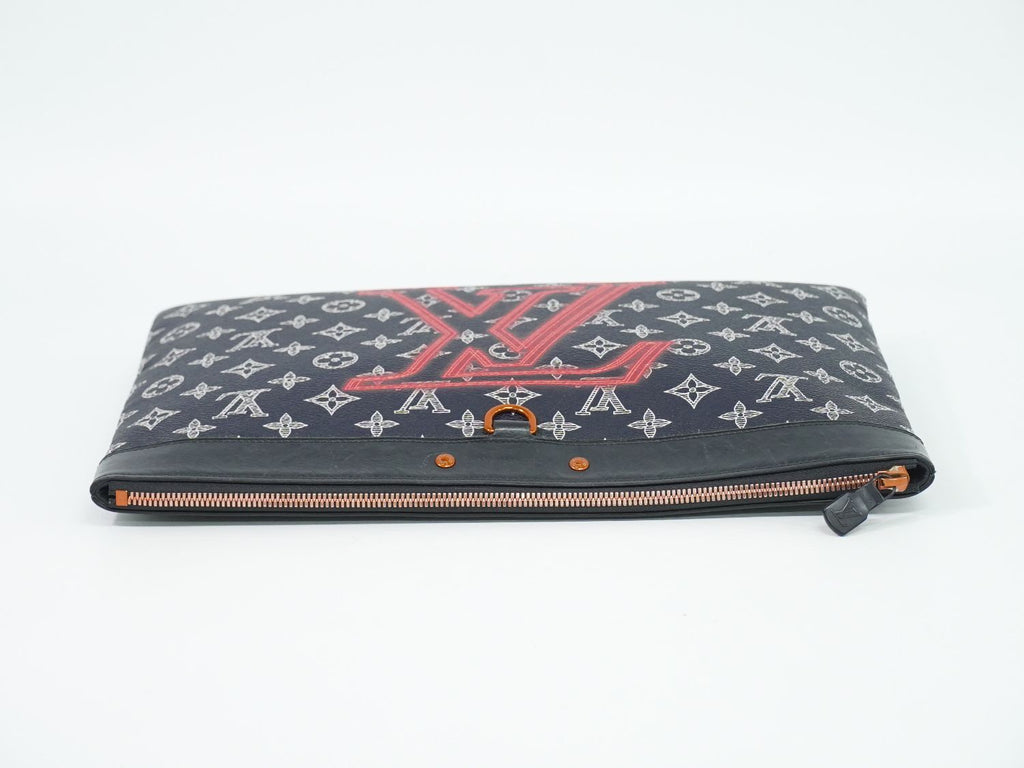 Louis Vuitton LV Pochette Apollo Monogram Ink Upside Down Clutch Navy Pink — view 5