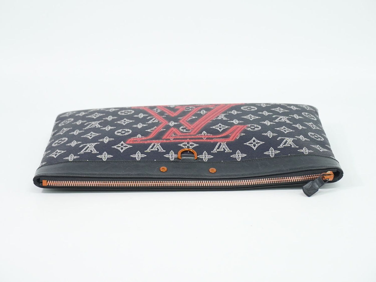 Louis Vuitton LV Pochette Apollo Monogram Ink Upside Down Clutch Navy Pink — view 5