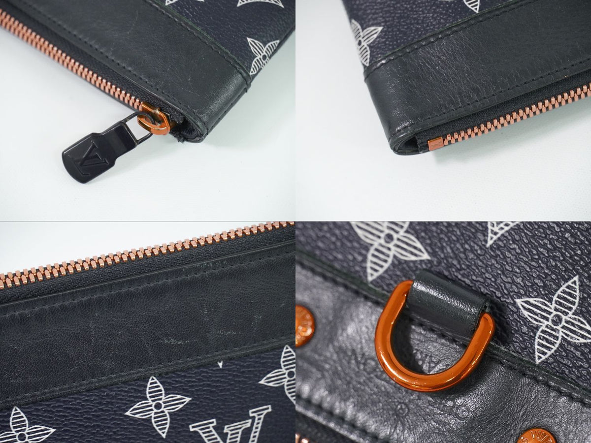 Louis Vuitton LV Pochette Apollo Monogram Ink Upside Down Clutch Navy Pink — view 6