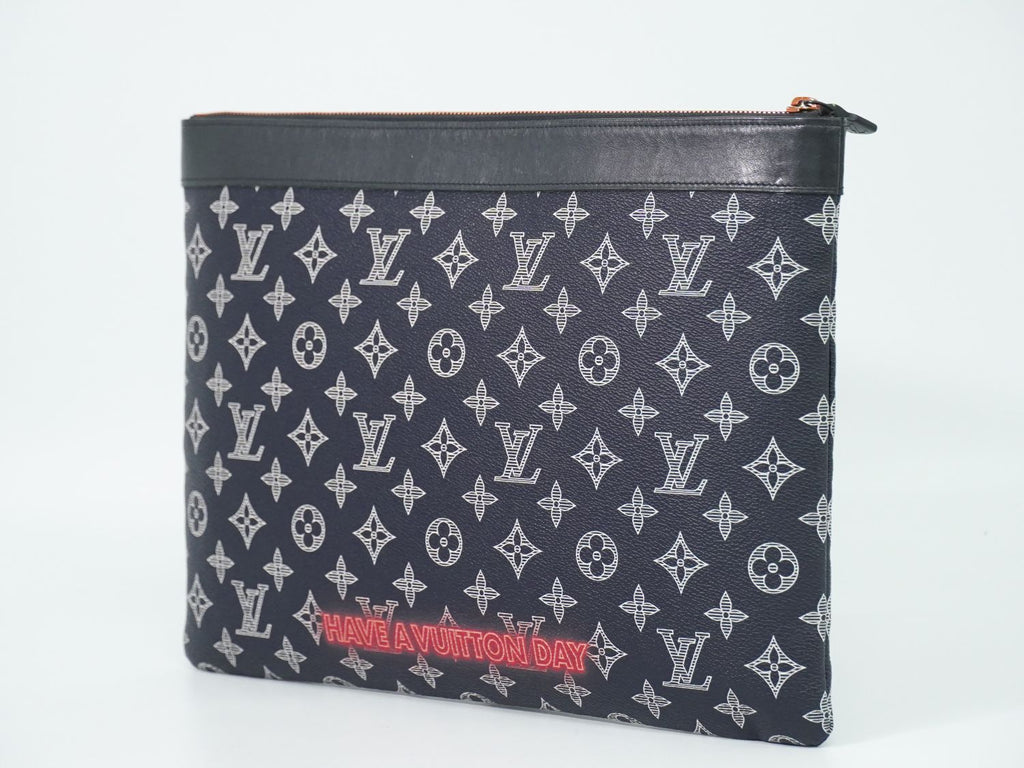 Louis Vuitton LV Pochette Apollo Monogram Ink Upside Down Clutch Navy Pink — view 2