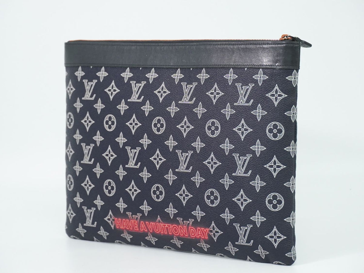 Louis Vuitton LV Pochette Apollo Monogram Ink Upside Down Clutch Navy Pink — view 2