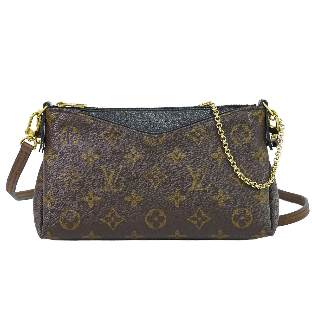 Louis Vuitton LV Pallas Clutch Monogram 2-Way Shoulder Bag Brown
