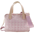 Chanel 2-Way Shoulder New Travel Line Nylon Canvas Pink Handbag