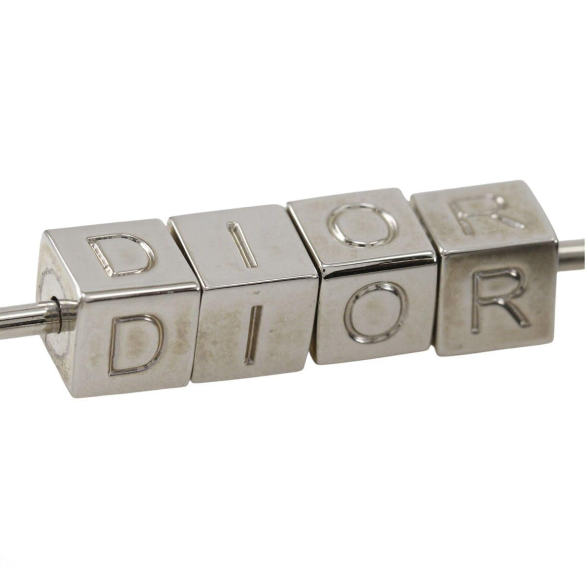 Dior Safety Pin Motif Ribbon Velvet Metal Black Silver Brooch — view 7