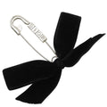 Dior Safety Pin Motif Ribbon Velvet Metal Black Silver Brooch