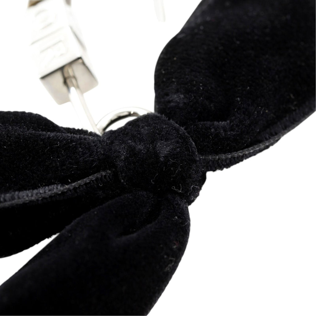 Dior Safety Pin Motif Ribbon Velvet Metal Black Silver Brooch — view 6