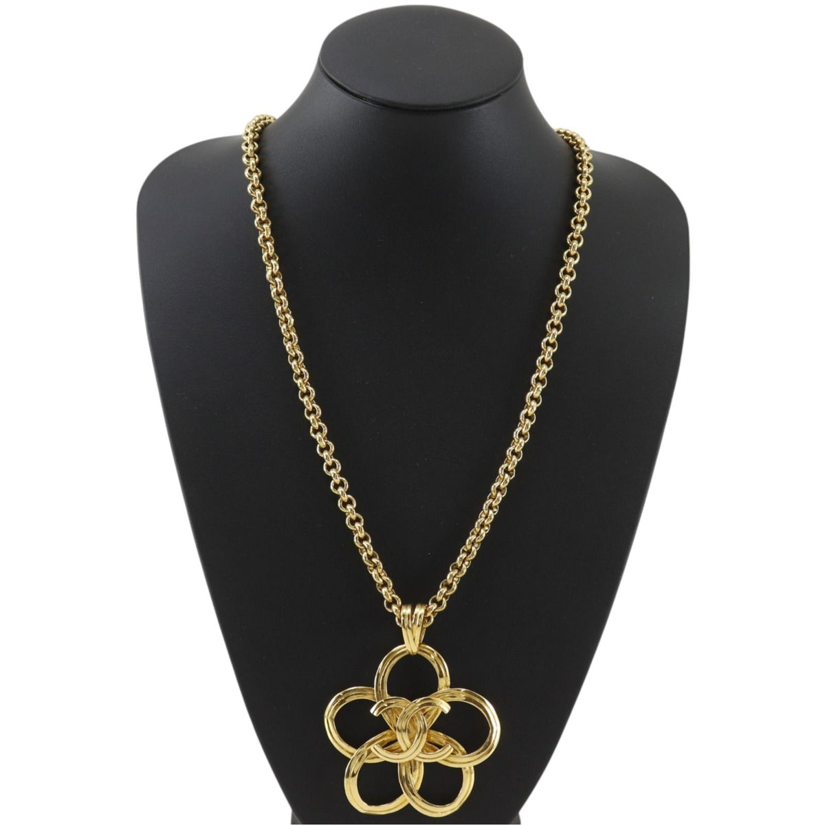 Chanel CC Logo Flower Turnlock Vintage Gold Plated 96P Necklace — view 2