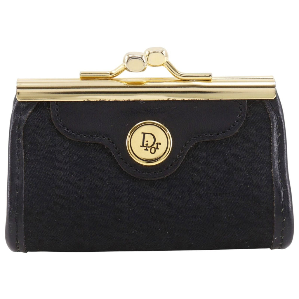 Dior Trotter Kiss Lock Vintage Nylon Canvas Black Coin Purse