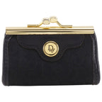 Dior Trotter Kiss Lock Vintage Nylon Canvas Black Coin Purse