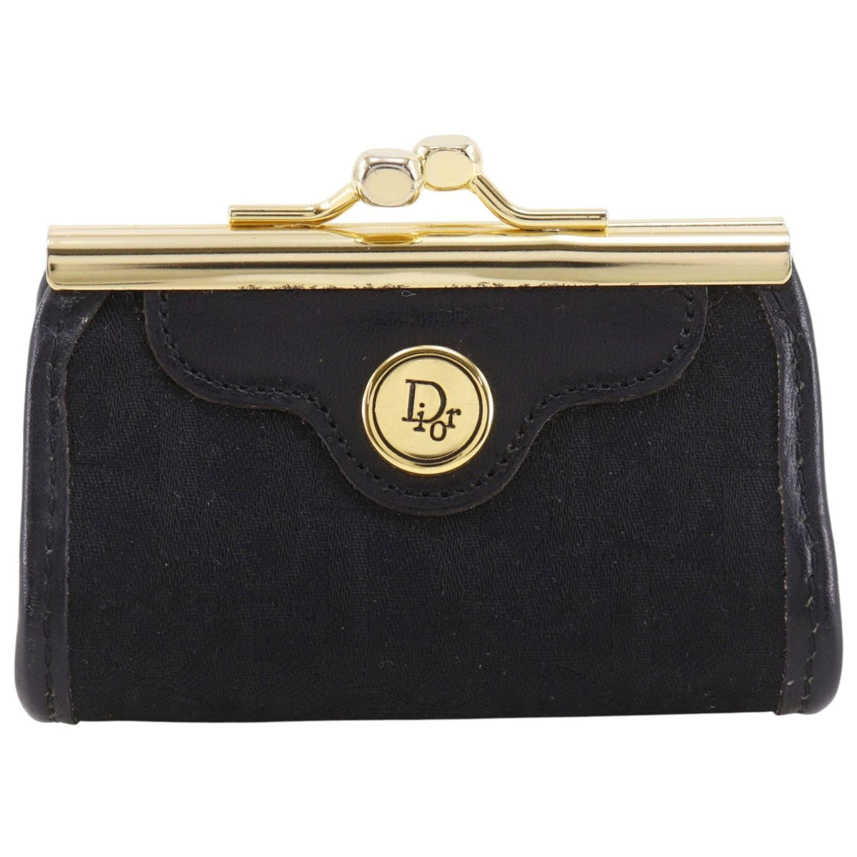 Dior Trotter Kiss Lock Vintage Nylon Canvas Black Coin Purse
