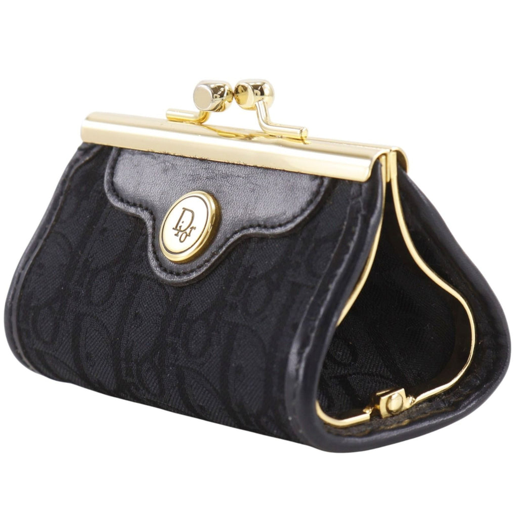 Dior Trotter Kiss Lock Vintage Nylon Canvas Black Coin Purse — view 2