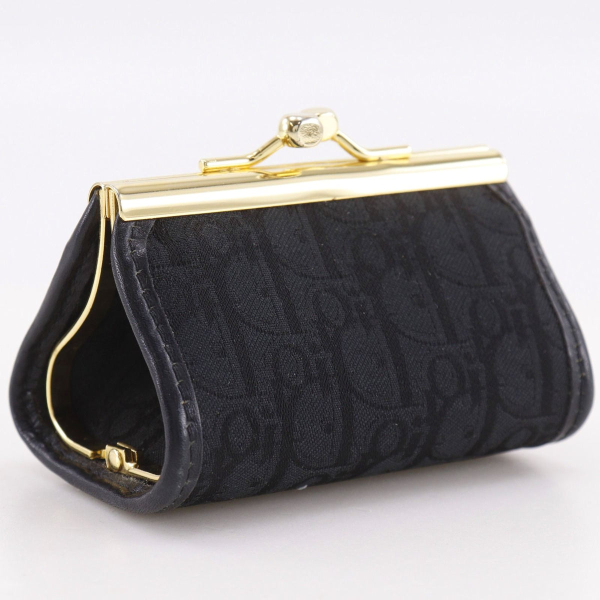 Dior Trotter Kiss Lock Vintage Nylon Canvas Black Coin Purse — view 3