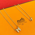 Hermes Mini Pop H Pendant Choker Rose Dragee Gold