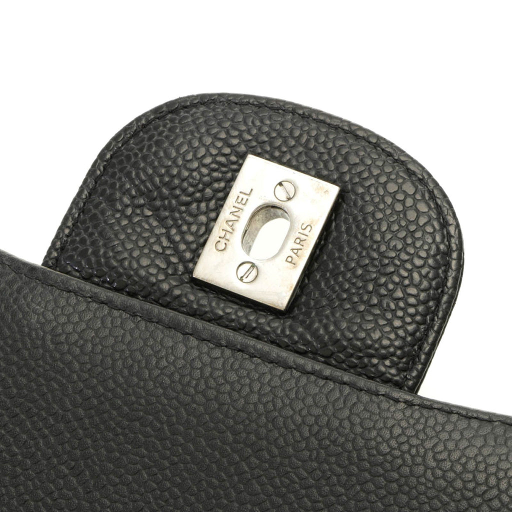 Chanel Shoulder Bag Maxi Quilted 30 Chain Caviar Leather Black Silver — view 6