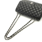 Chanel Shoulder Bag Maxi Quilted 30 Chain Caviar Leather Black Silver — view 4