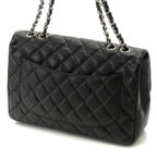 Chanel Shoulder Bag Maxi Quilted 30 Chain Caviar Leather Black Silver — view 2