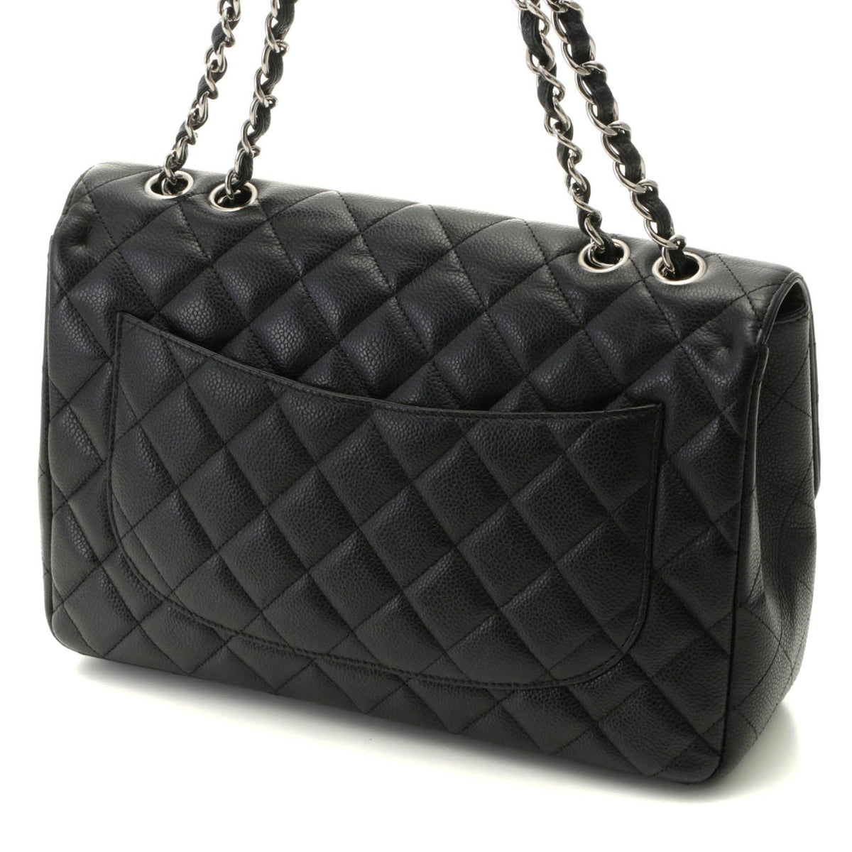 Chanel Shoulder Bag Maxi Quilted 30 Chain Caviar Leather Black Silver — view 2