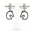 Hermes Earrings Tonnaire Pair Silver Colored Black Horse