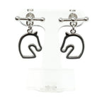 Hermes Earrings Tonnaire Pair Silver Colored Black Horse
