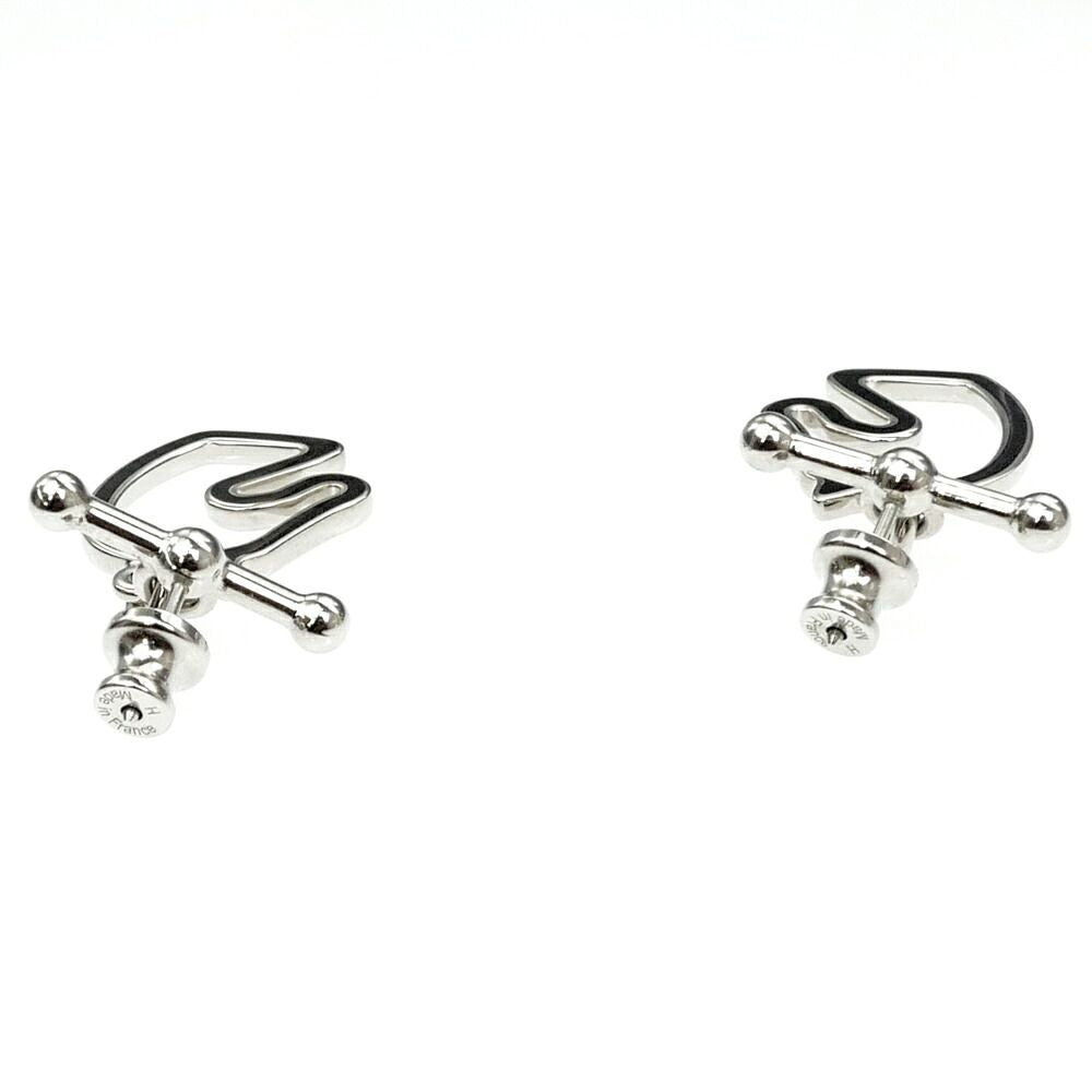 Hermes Earrings Tonnaire Pair Silver Colored Black Horse — view 5