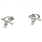 Hermes Earrings Tonnaire Pair Silver Colored Black Horse — view 5