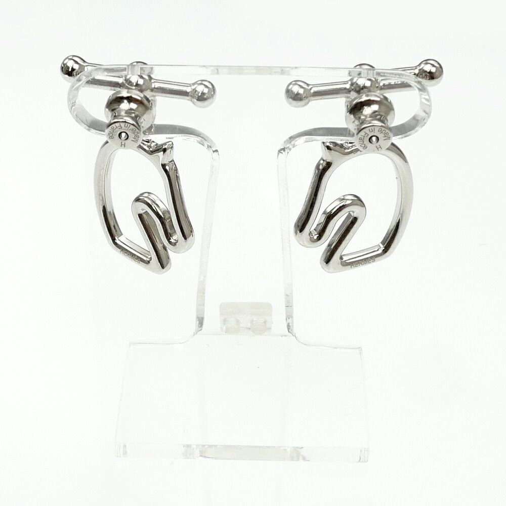 Hermes Earrings Tonnaire Pair Silver Colored Black Horse — view 2