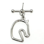 Hermes Earrings Tonnaire Pair Silver Colored Black Horse — view 7
