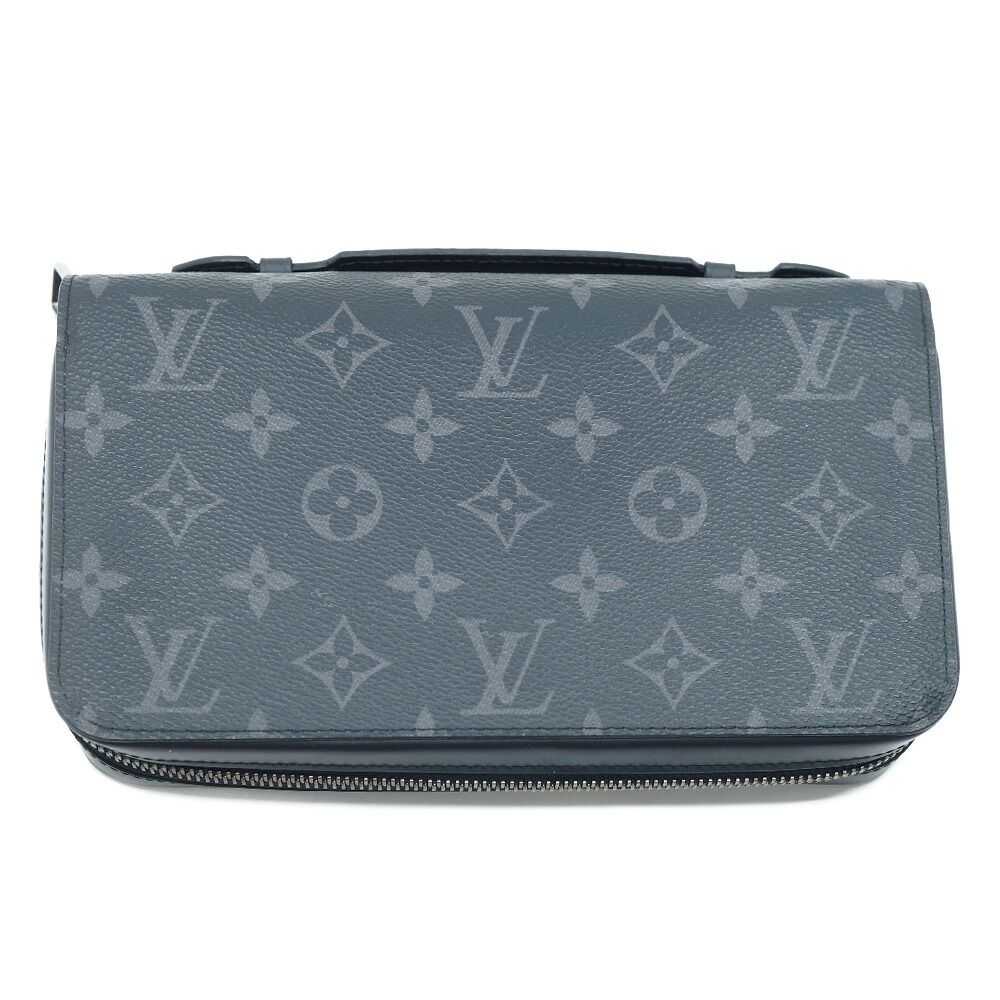 Louis Vuitton Monogram Eclipse Zippy XL Wallet Black Gray Silver