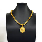 Chanel Necklace Vintage CC Logo Round Circle Gold Plated — view 6