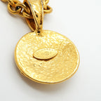 Chanel Necklace Vintage CC Logo Round Circle Gold Plated — view 5