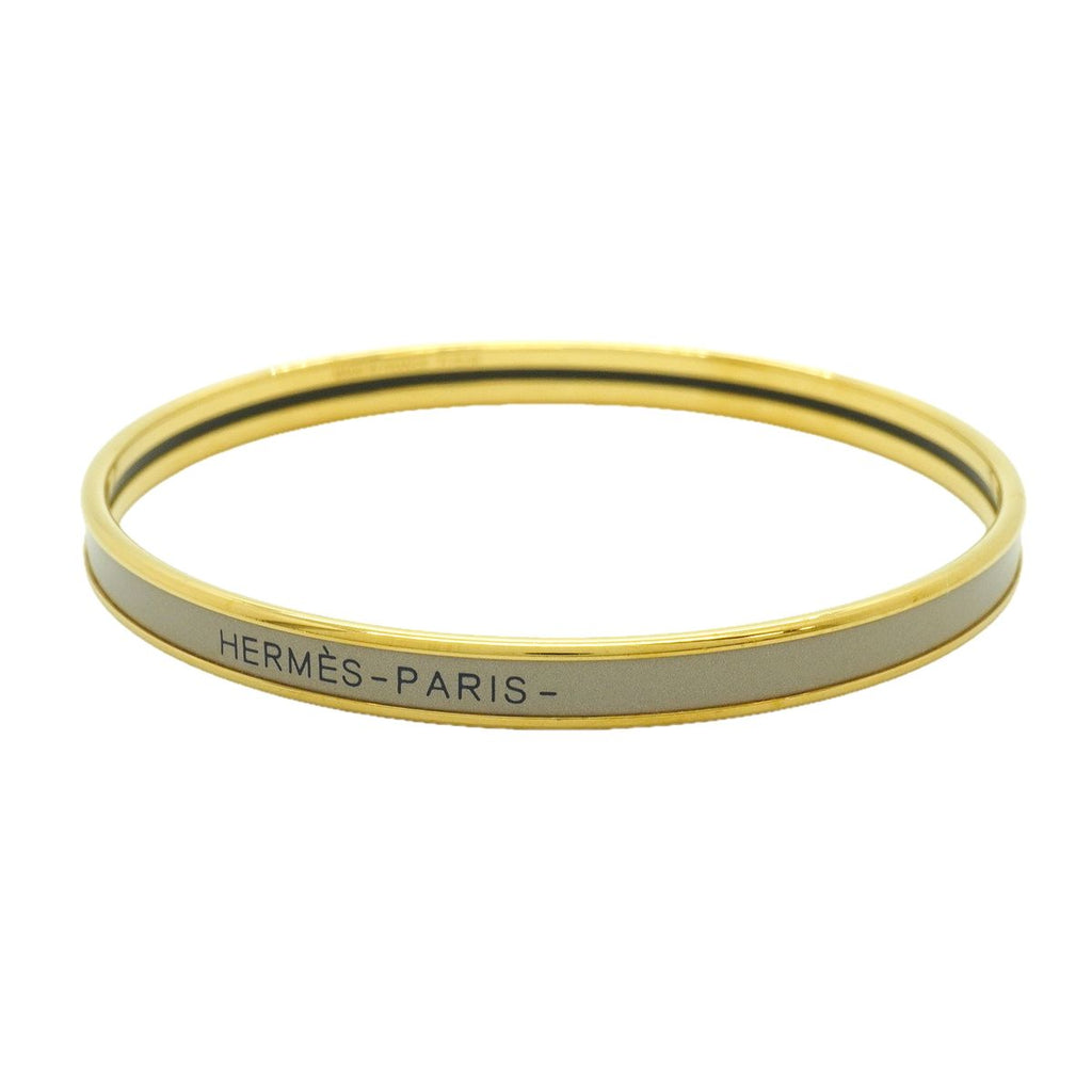 Hermes Bangle Uni Gold Plated Beige Bracelet