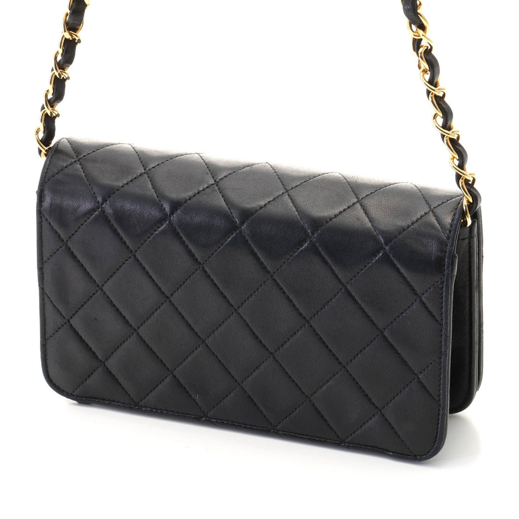 Chanel Shoulder Bag Mini Quilted 19 Push Lock Full Flap Chain Black Gold — view 2