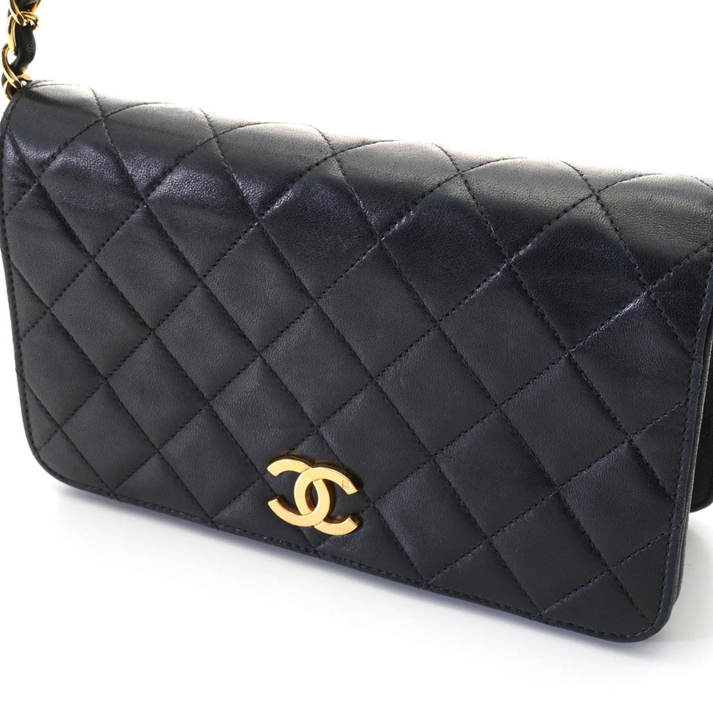 Chanel Shoulder Bag Mini Quilted 19 Push Lock Full Flap Chain Black Gold — view 5
