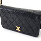 Chanel Shoulder Bag Mini Quilted 19 Push Lock Full Flap Chain Black Gold — view 5