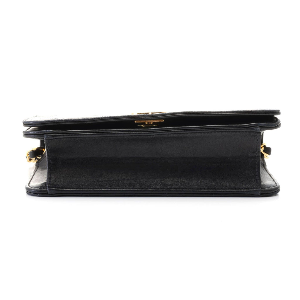 Chanel Shoulder Bag Mini Quilted 19 Push Lock Full Flap Chain Black Gold — view 3